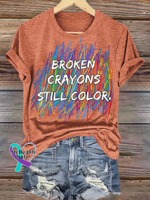 Broken Crayons Still Color Mental Health Awareness T-shirt Orange / S