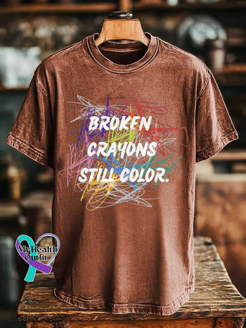 Broken Crayons Still Color Mental Health Awareness T-shirt Orange / S