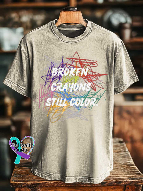 Broken Crayons Still Color Mental Health Awareness T-shirt Sand / S