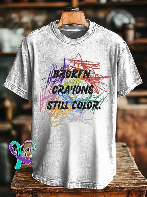 Broken Crayons Still Color Mental Health Awareness T-shirt White / S