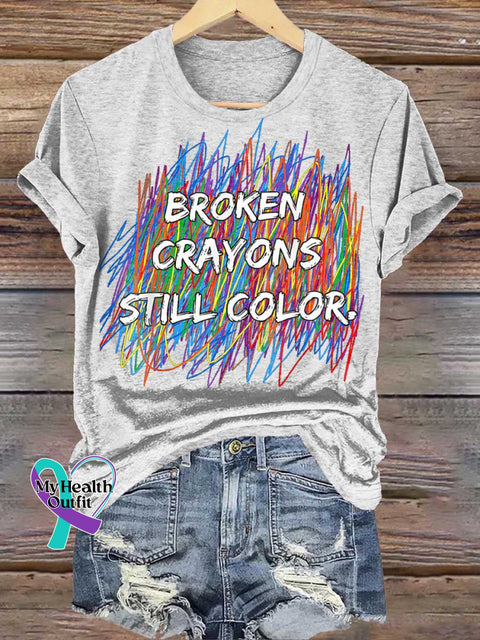 Broken Crayons Still Color Mental Health Awareness T-shirt White / S