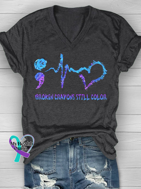 Broken Crayons Still Color Mental Health Matters Awareness T-Shirt Black / 2Xl