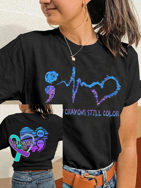 Broken Crayons Still Color Mental Health Matters Awareness T-Shirt Black / S