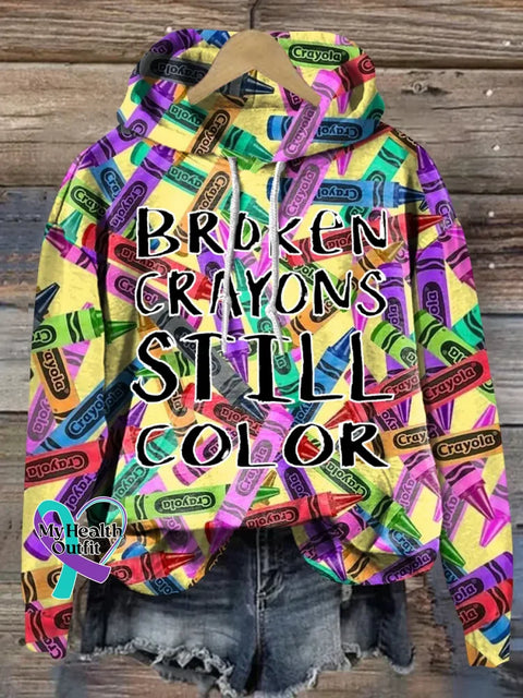 Broken Crayons Still Color Print Casual Sweatshirt Multicolor / S