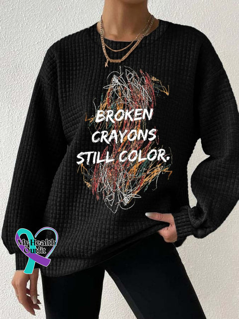 Broken Crayons Still Color Print Drop Shoulder Check Sweatshirt Black / S