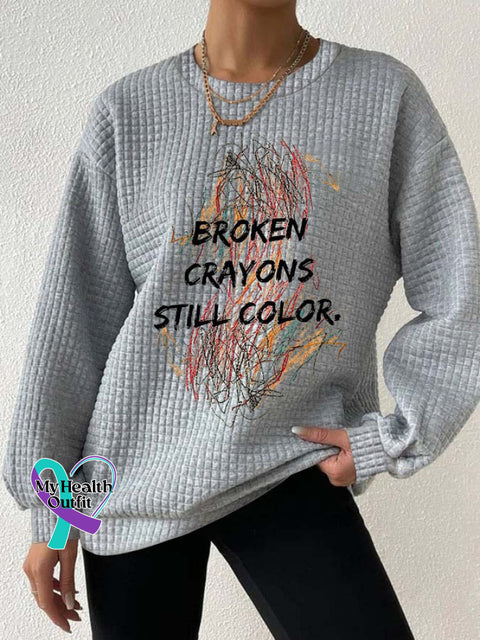 Broken Crayons Still Color Print Drop Shoulder Check Sweatshirt Grey / S