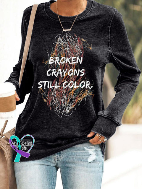 Broken Crayons Still Color Print Sweatshirt Black / S