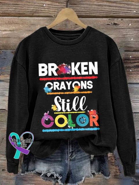 Broken Crayons Still Color Print Sweatshirt Black / S