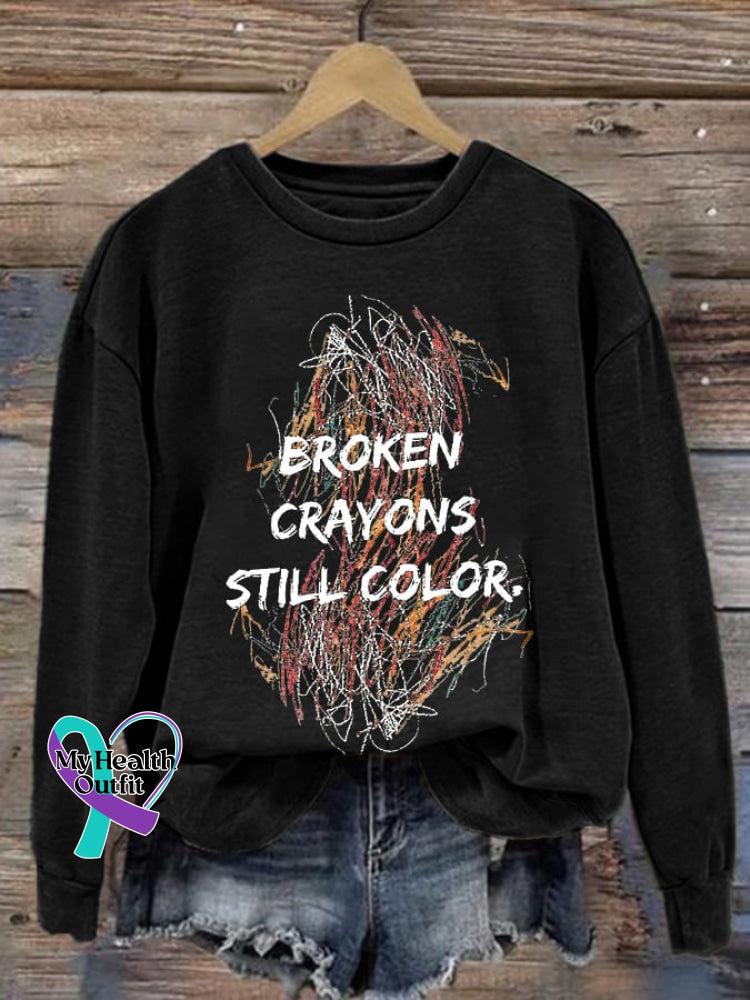 Broken Crayons Still Color Print Sweatshirt Black / S