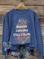 Broken Crayons Still Color Print Sweatshirt Blue / S