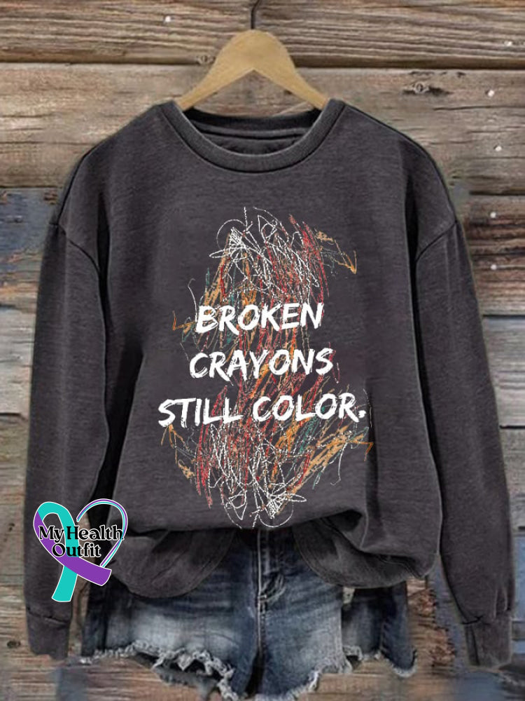 Broken Crayons Still Color Print Sweatshirt Dark Grey / S