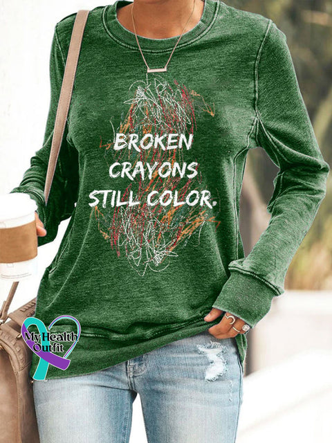 Broken Crayons Still Color Print Sweatshirt Green / S