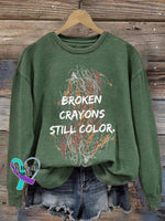 Broken Crayons Still Color Print Sweatshirt Green / S