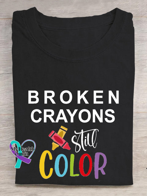 Broken Crayons Still Color Print T-Shirt Black / S