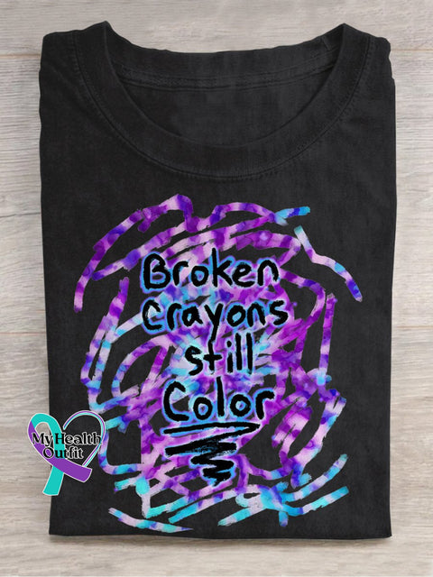 Broken Crayons Still Color Semicolon Suicidal Prevention Ribbon Suicide Depression Mental Health