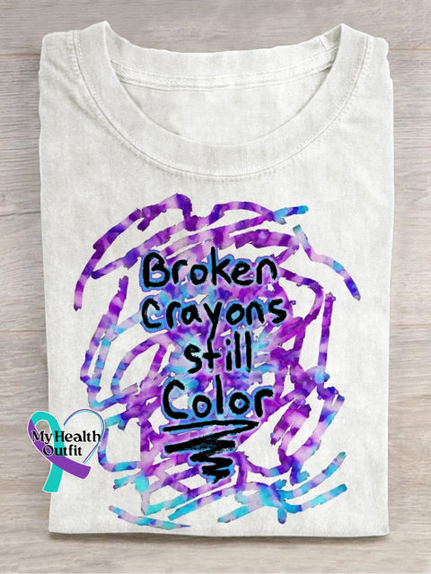 Broken Crayons Still Color Semicolon Suicidal Prevention Ribbon Suicide Depression Mental Health