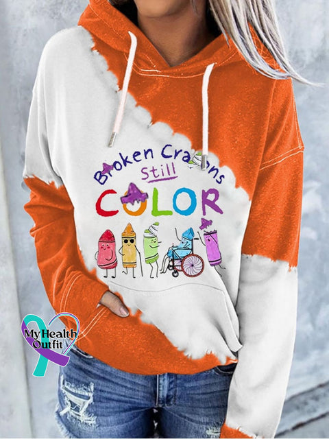 Broken Crayons Still Color Suicide Prevention Women’s Printed Dropped Shoulder Pocket Hoodie