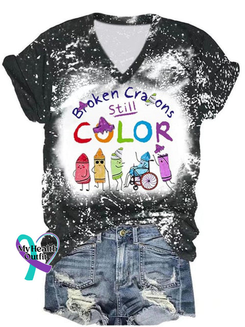 Broken Crayons Still Color Suicide Prevention Women’s Printed T-Shirt Black / 2Xl