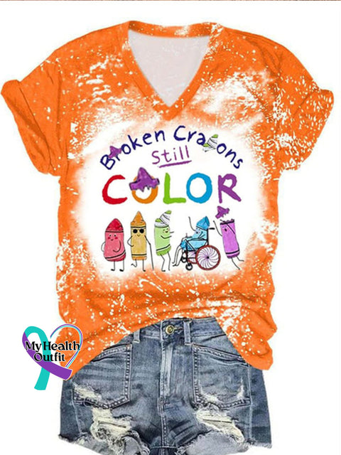Broken Crayons Still Color Suicide Prevention Women’s Printed T-Shirt Orange / 2Xl