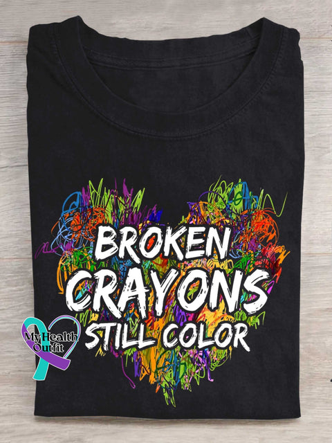 Broken Crayons Still Color T-shirt Black / S