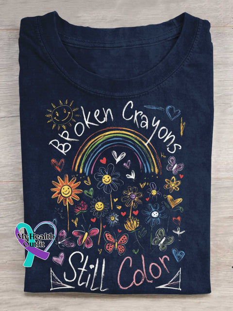 Broken Crayons Still Color T-shirt Blue / S