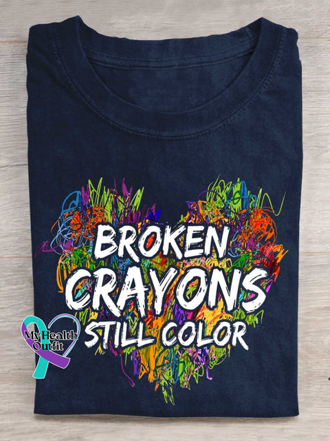 Broken Crayons Still Color T-shirt Blue / S