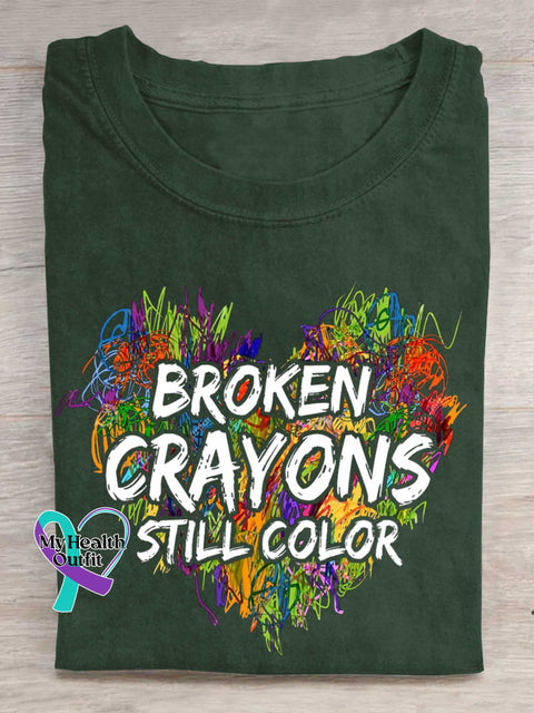 Broken Crayons Still Color T-shirt Green / S