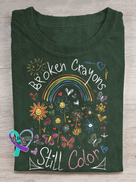 Broken Crayons Still Color T-shirt Green / S
