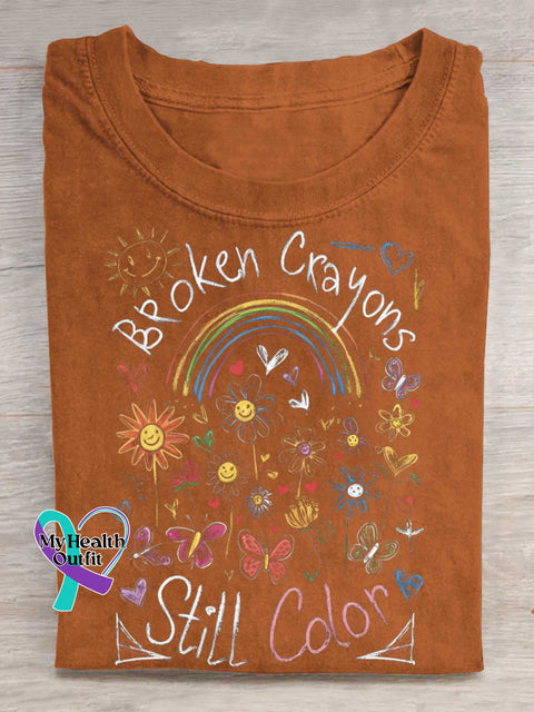Broken Crayons Still Color T-shirt Orange / S
