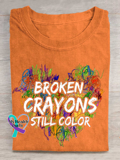 Broken Crayons Still Color T-shirt Orange / S