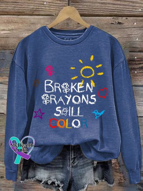 Broken Crayons Still Color Women’s Casual Long-Sleeved Sweater Blue / S