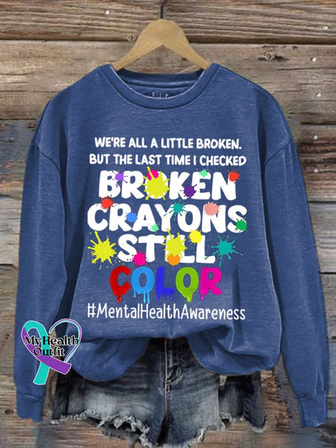 Broken Crayons Still Color Women’s Casual Long-Sleeved Sweater Blue / S