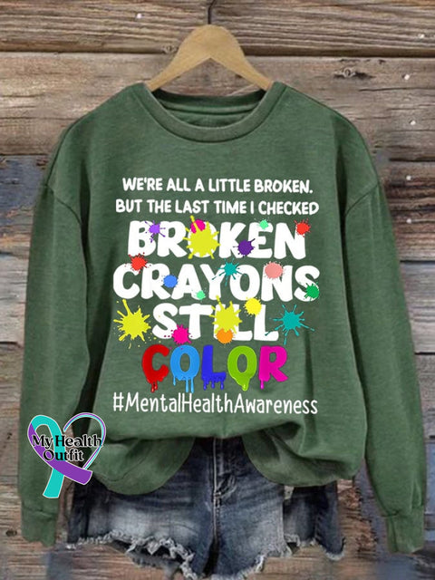 Broken Crayons Still Color Women’s Casual Long-Sleeved Sweater Green / S