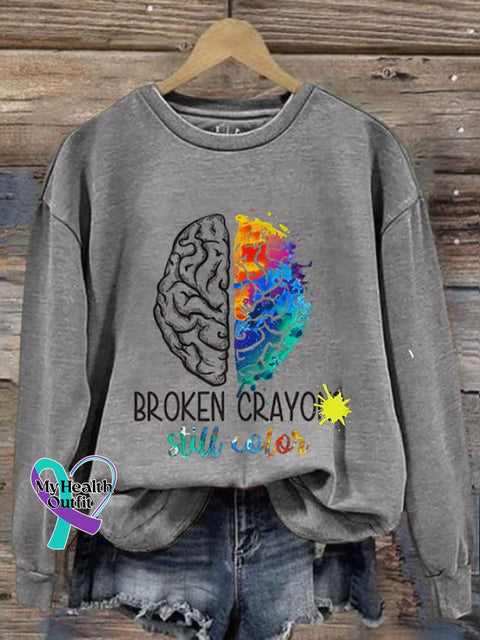 Broken Crayons Still Color Women’s Casual Long-Sleeved Sweater Light Grey / S