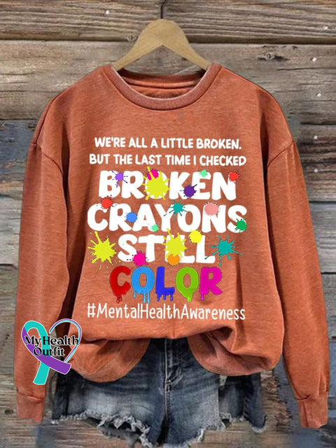 Broken Crayons Still Color Women’s Casual Long-Sleeved Sweater Pumpkin Orange / S