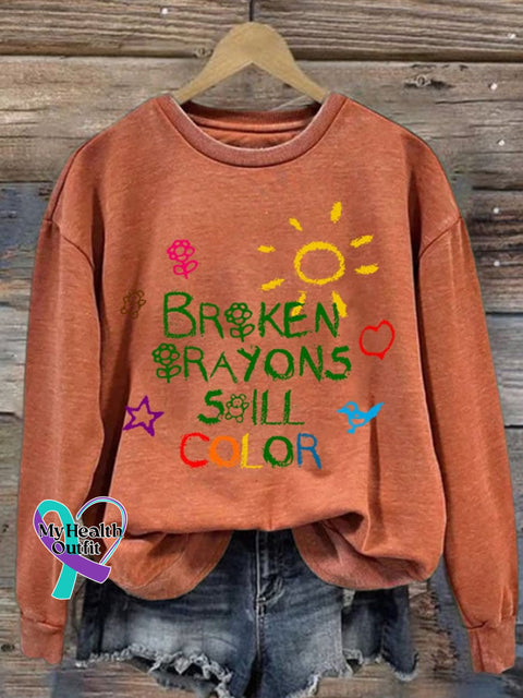 Broken Crayons Still Color Women’s Casual Long-Sleeved Sweater Pumpkin Orange / S