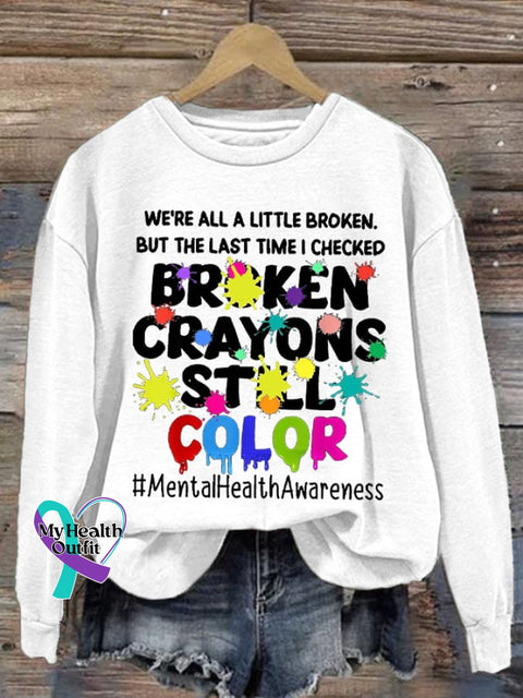 Broken Crayons Still Color Women’s Casual Long-Sleeved Sweater White / S