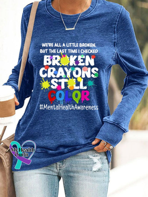 Broken Crayons Still Color Women’s Casual Printed Sweatshirt Blue / S