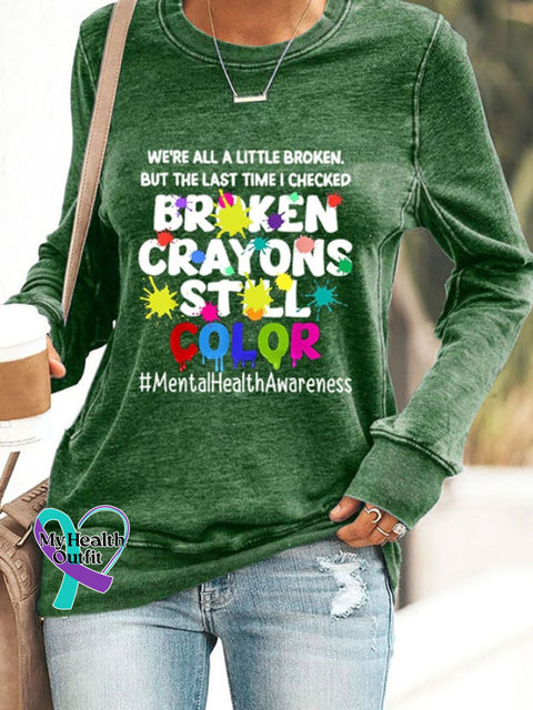 Broken Crayons Still Color Women’s Casual Printed Sweatshirt Green / S