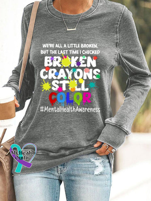 Broken Crayons Still Color Women’s Casual Printed Sweatshirt Light Grey / S