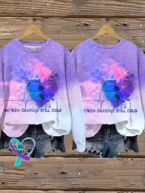 Broken Crayons Still Color Women’s Print Long Sleeve Sweatshirt As Shown / S