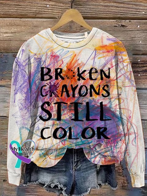Broken Crayons Still In Color Unisex Printed Long Sleeve Sweatshirt Multicolor / S