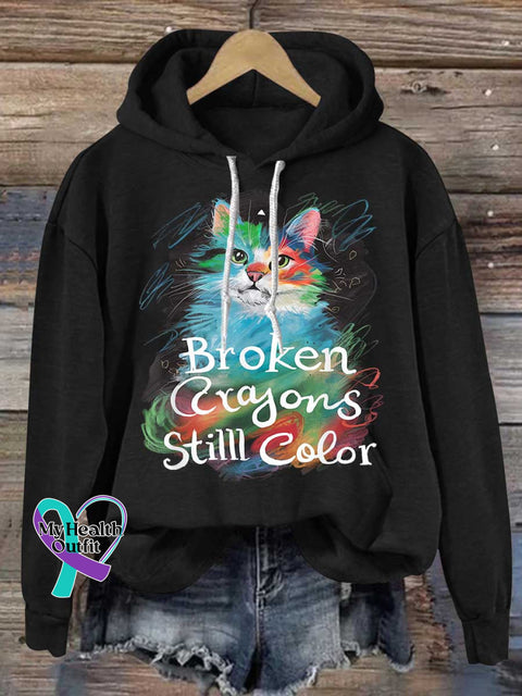 Broken Crayons Stilll Color Cat Casual Hoodie Sweatshirt Black / S