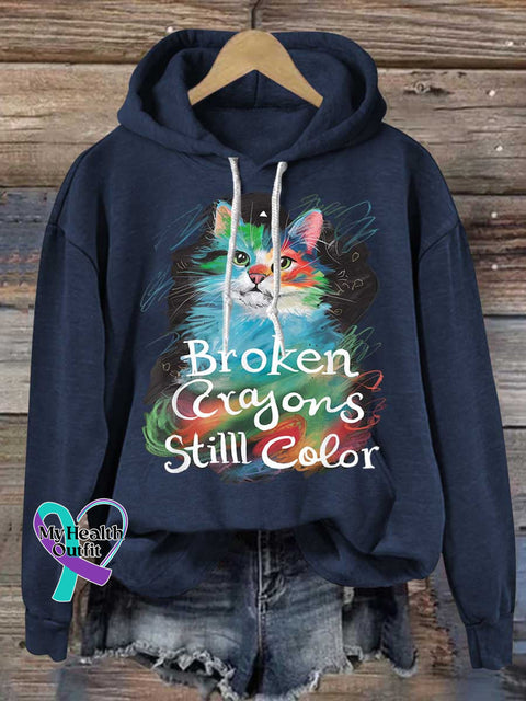 Broken Crayons Stilll Color Cat Casual Hoodie Sweatshirt Blue / S