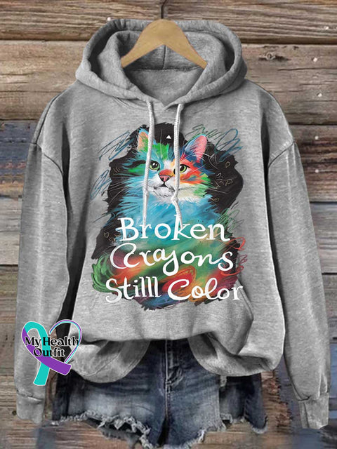 Broken Crayons Stilll Color Cat Casual Hoodie Sweatshirt Grey / S