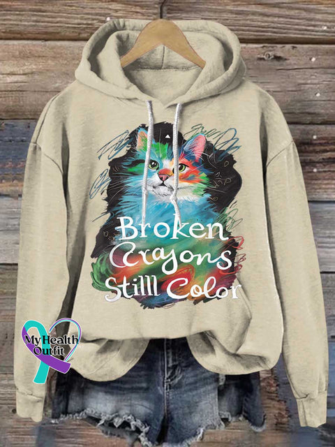 Broken Crayons Stilll Color Cat Casual Hoodie Sweatshirt Sand / S