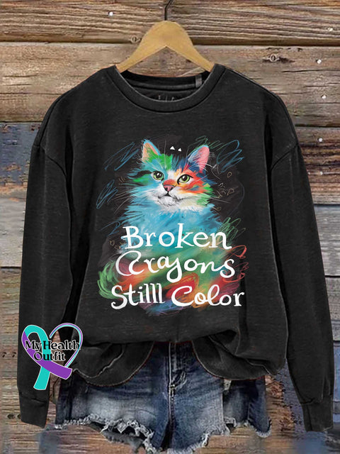 Broken Crayons Stilll Color Cat Casual Sweatshirt Black / S
