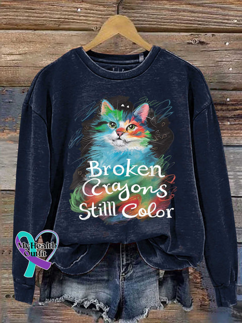 Broken Crayons Stilll Color Cat Casual Sweatshirt Blue / S