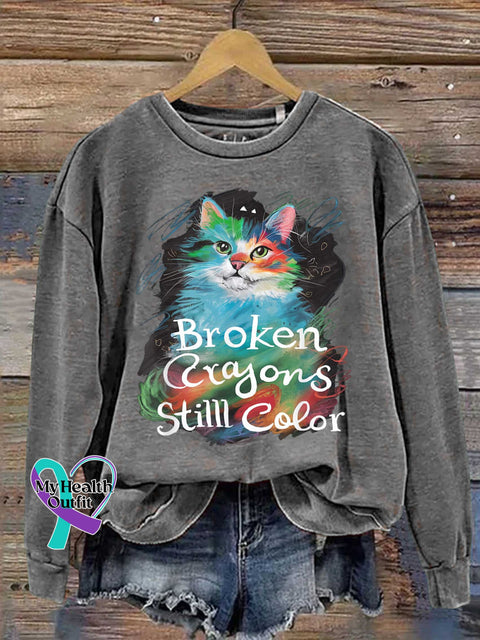 Broken Crayons Stilll Color Cat Casual Sweatshirt Grey / S