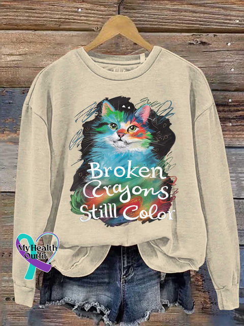 Broken Crayons Stilll Color Cat Casual Sweatshirt Sand / S